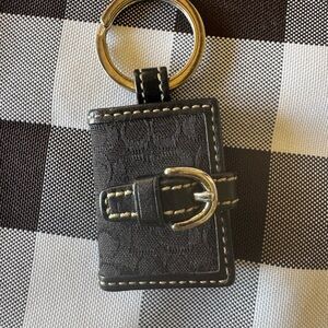 COACH Black Signature Print Photo Keychain Vintage Y2K